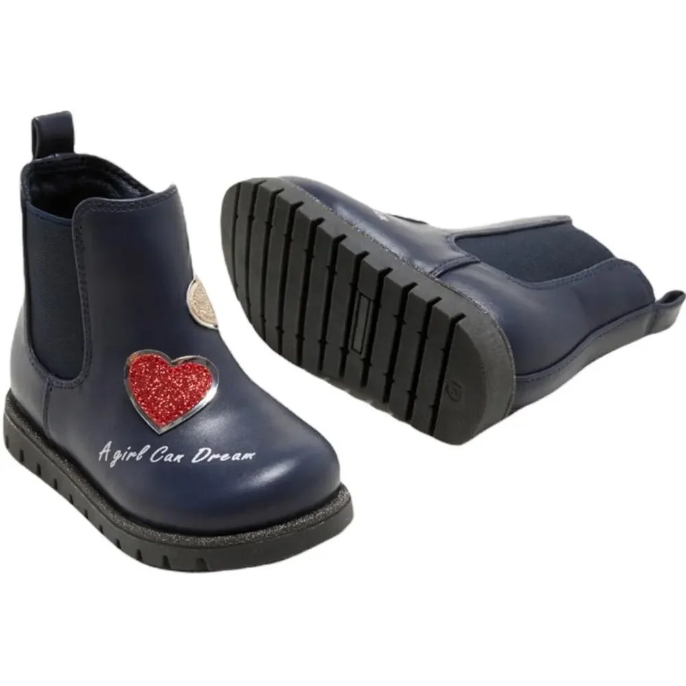 Toddler Heart Shape Graphic Side Zipper Boots Size 7
